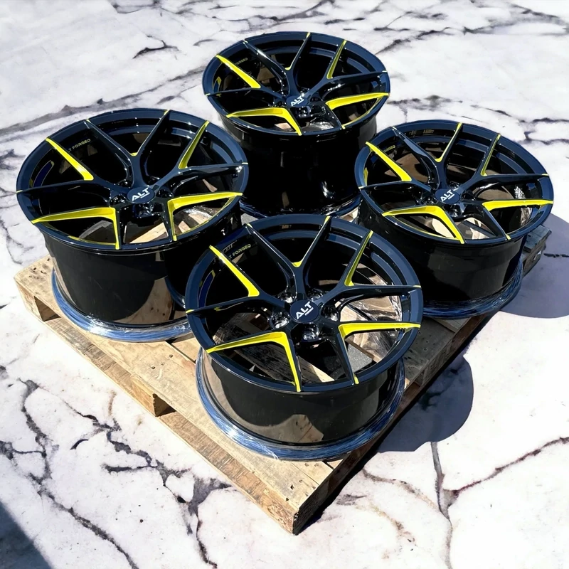 ALT5 Forged Gloss Black / Yellow wheels for C8 Corvette Z06 / E-RAY