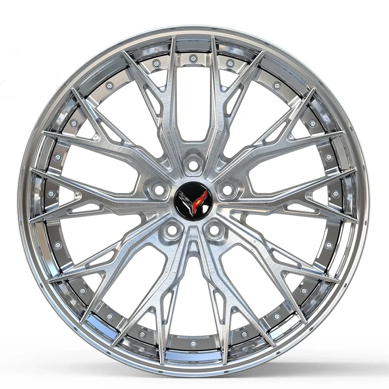 DL10 Forged 2-Piece wheels Brushed Aluminum / Polished Lip for C8 Corvette Z06 / E-Ray