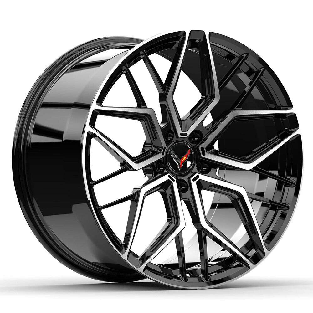 ALT20 Forged Gloss Black / Machined Face wheels for C6 Corvette Base / Z51