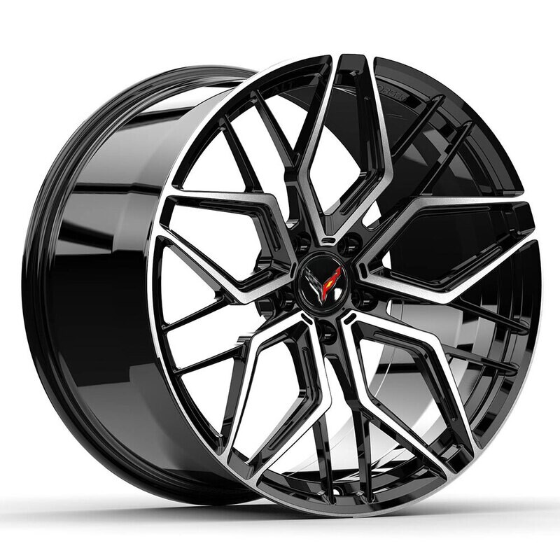 ALT20 Forged Gloss Black / Machined Face wheels for C6 Corvette Base / Z51