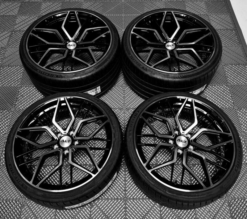 ALT20 Forged Gloss Black Machined Face Wheel and Tire Package for C8 Corvette