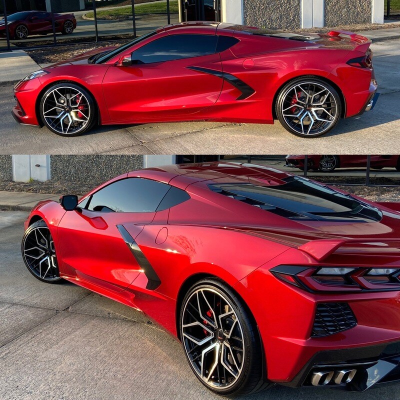 ALT20 Forged Gloss Black Machined Face Wheel and Tire Package for C8 Corvette