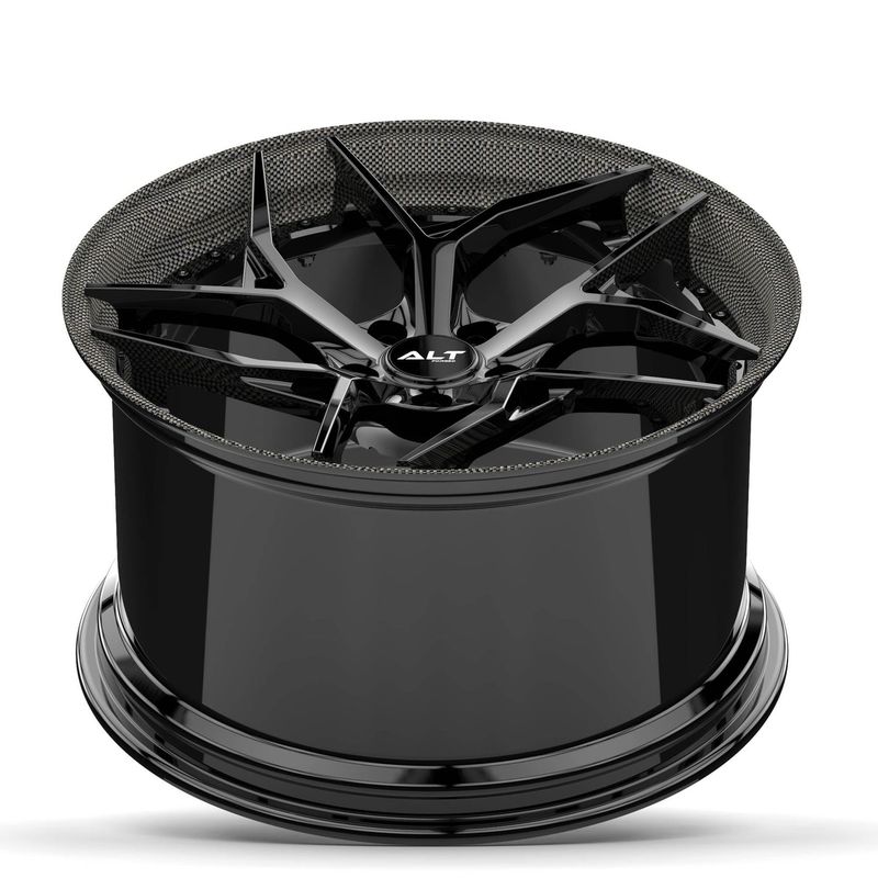 ALT DL12 Forged 2 Piece Gloss Black with Carbon Fiber Lip  wheels for C8 Corvette Z06 / E-Ray