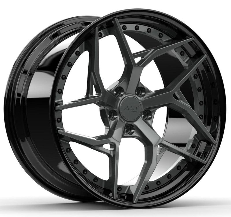 ALT DL12 Forged 2 Piece Gloss Gunmetal with Gloss Black Lip wheels for C6 Corvette Base / Z51