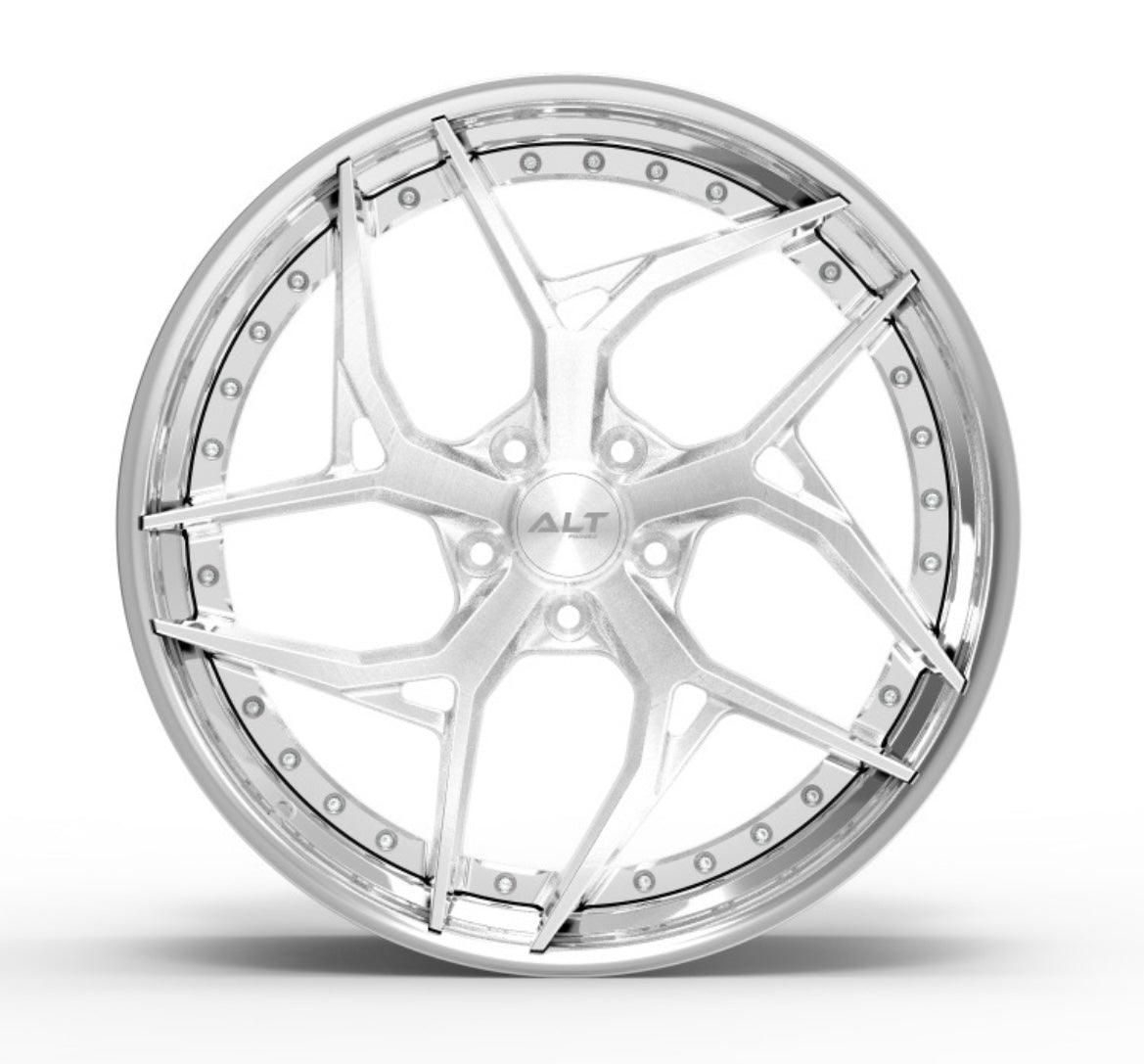 ALT DL12 Forged 2 Piece Brushed Aluminum with Polished Lip wheels for C8 Corvette Z51
