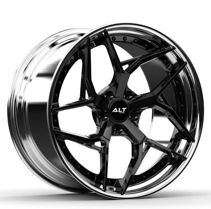 ALT DL12 Forged 2 Piece Gloss Black with Polished lip wheels for C7 Corvette Base / Z51