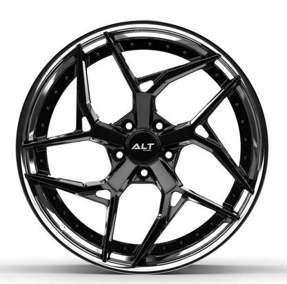 ALT DL12 Forged 2 Piece Gloss Black with Polished lip wheels for C7 Corvette Z06 / Grand Sport