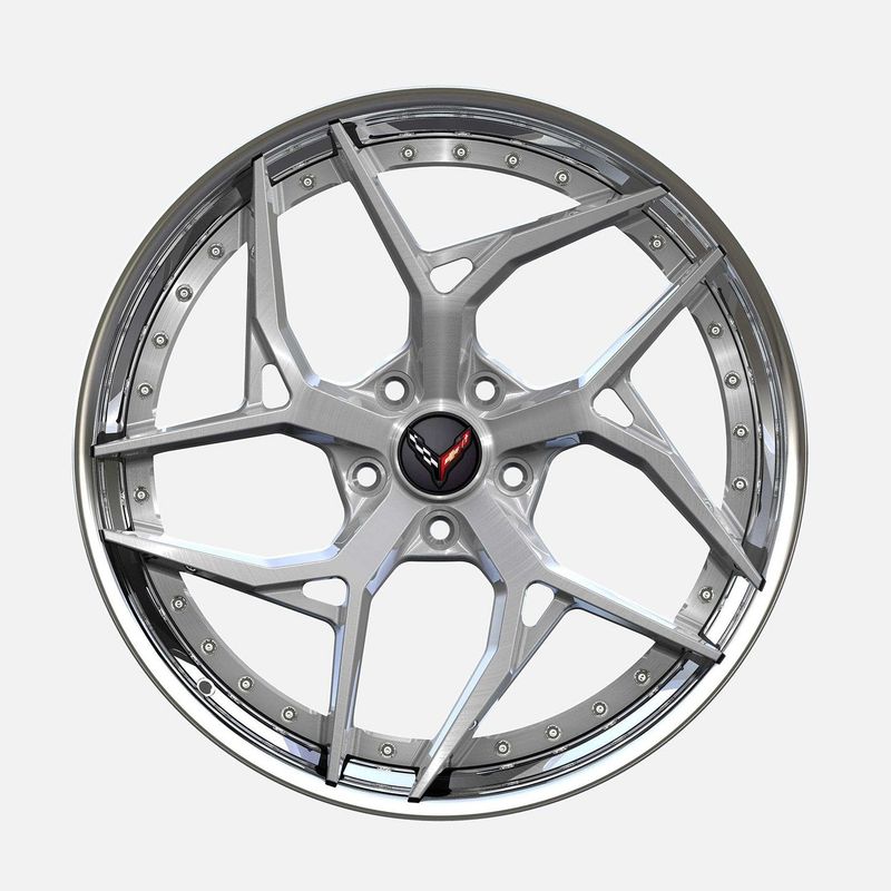 ALT DL12 Forged 2 Piece Brushed Titanium with Polished Lip wheels for C8 Corvette Z51