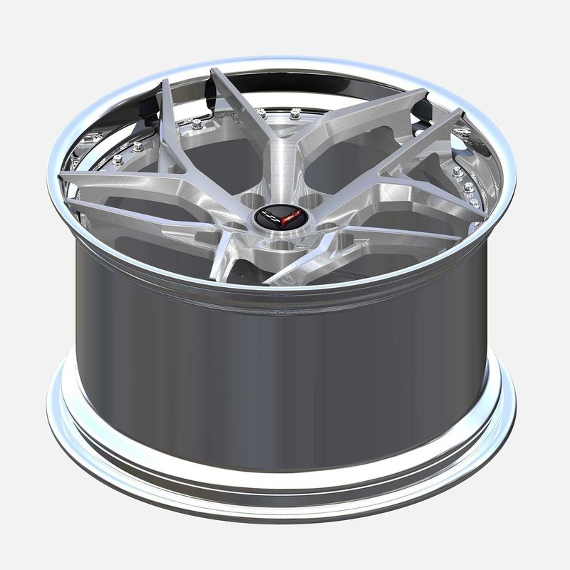 ALT DL12 Forged 2 Piece Brushed Titanium with Polished Lip wheels for C7 Corvette Z06 / Grand Sport