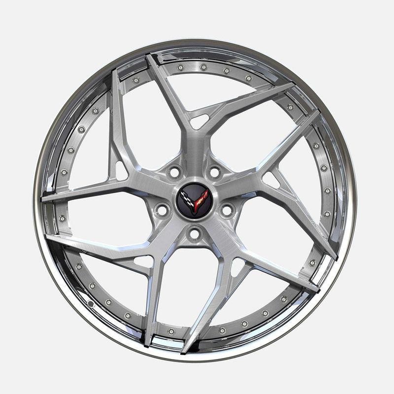 ALT DL12 Forged 2 Piece Brushed Titanium with Polished Lip wheels for C7 Corvette Z06 / Grand Sport