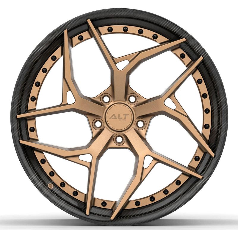ALT DL12 Forged 2 Piece Bronze face Polished barrel and Carbon Fiber Lip wheels for C7 Corvette Z06 / Grand Sport