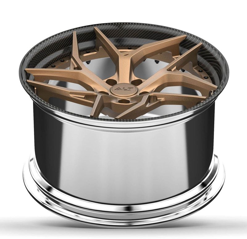ALT DL12 Forged 2 Piece Bronze face Polished barrel and Carbon Fiber Lip wheels for C8 Corvette Z06 / E-Ray