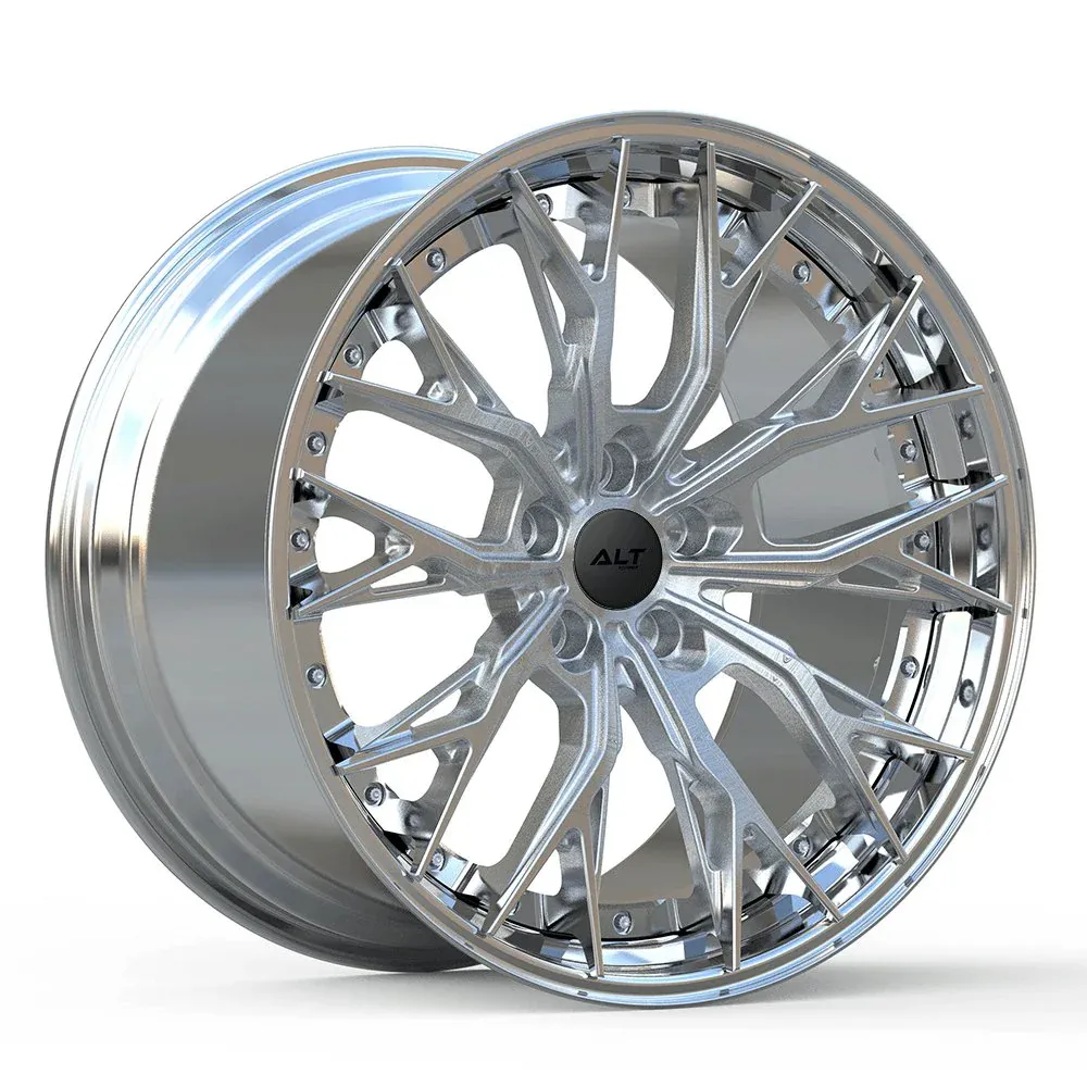DL10 Forged 2-Piece wheels Brushed Aluminum / Polished Lip for C6 Corvette Z06 / Grand Sport