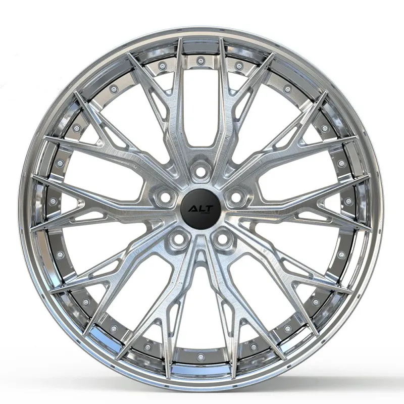 DL10 Forged 2-Piece wheels Brushed Aluminum / Polished Lip for C7 Corvette Z06 / Grand Sport