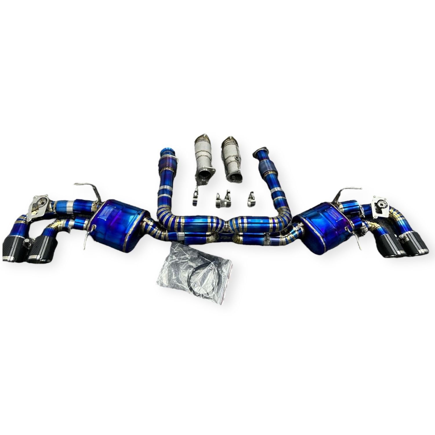 Pure Performance Blue Titanium Exhaust for C8 Corvette Base / Z51 / OEM Valves - Down pipes
