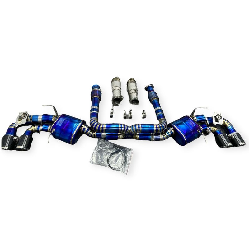 Pure Performance Blue Titanium Exhaust for C8 Corvette Base / Z51 / OEM Valves - Down pipes