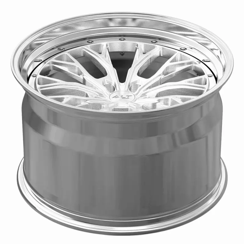 ALT DLS-10 Forged 2 Piece Brushed Aluminum with Chrome Lip wheels for C7 Corvette Z06 / Grand Sport