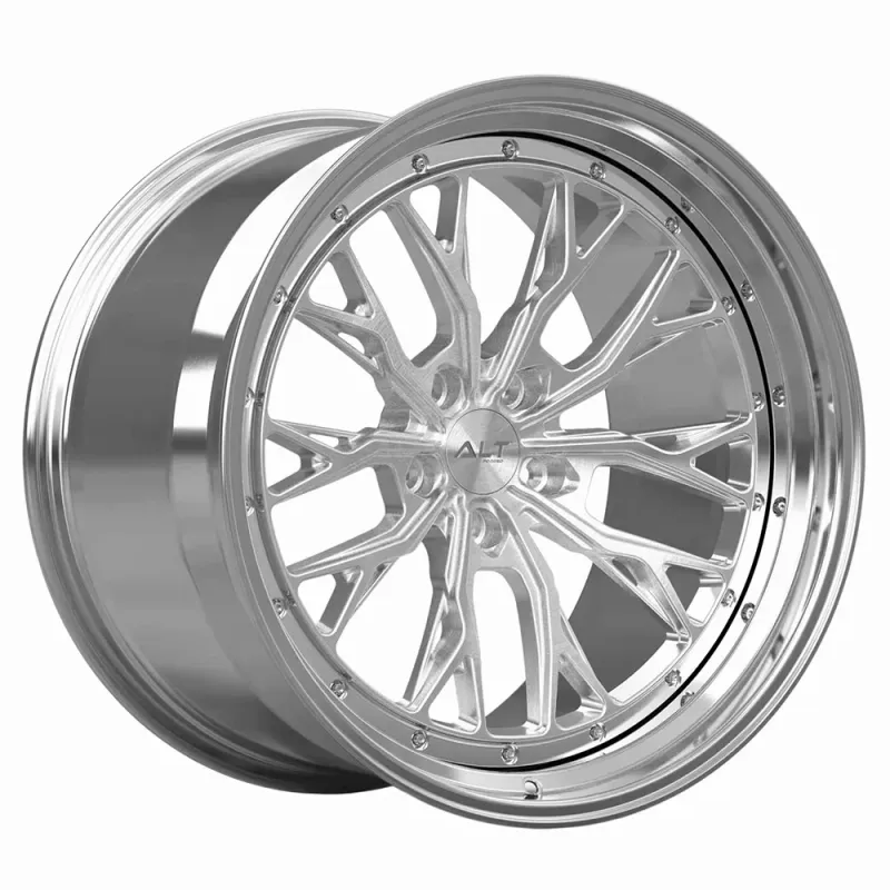 ALT DLS-10 Forged 2 Piece Brushed Aluminum with Chrome Lip wheels for C8 Corvette Z06 / E-Ray