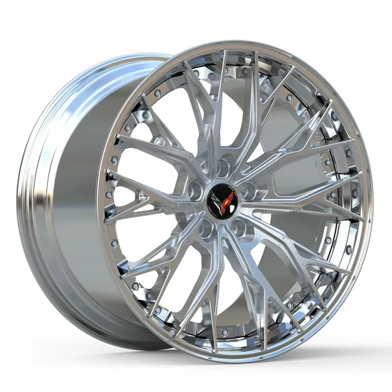 DL10 Forged 2-Piece wheels Brushed Aluminum / Polished Lip for C8 Corvette Z51 base
