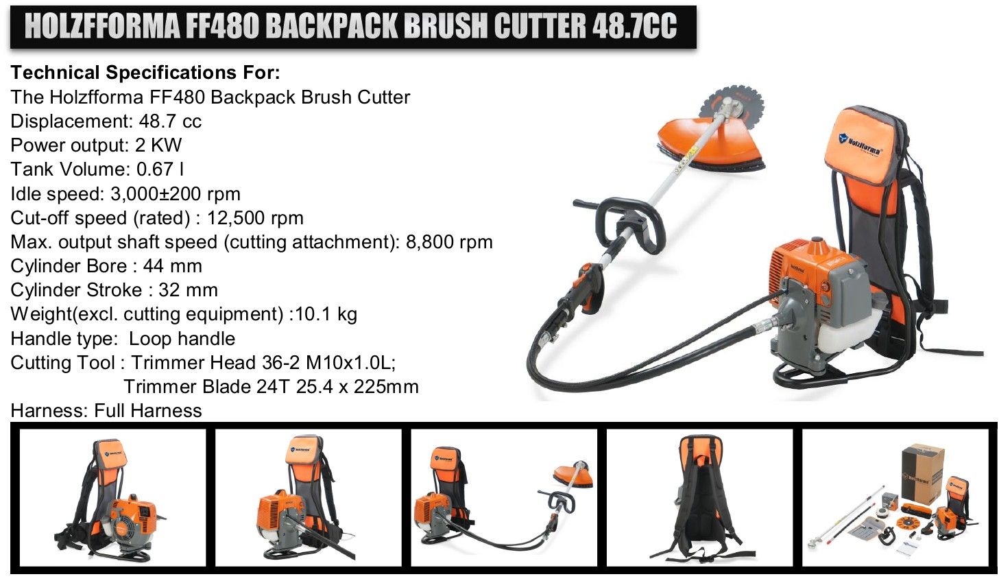 Trimmer 2-St 48.7cc Multi Backpack Holzfforma