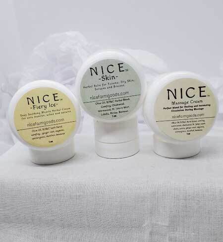 Triple Pack: I of each: Nice Skin, Massage Cream, and Fiery Ice