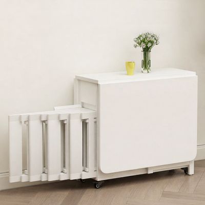 Foldable Dining Table with 4 chairs - White