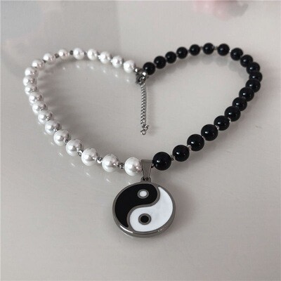 Pearl Obsidian Yin and Yang Pendant