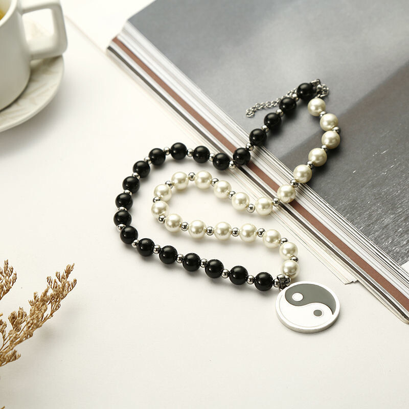 Pearl Obsidian Yin and Yang Pendant