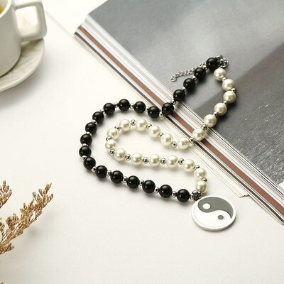 Pearl Obsidian Yin and Yang Pendant