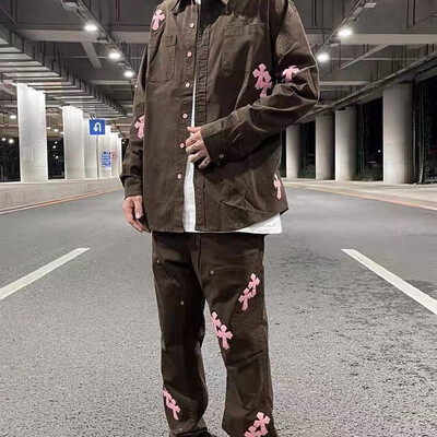 Cross Patch Embroidery Denim Pants