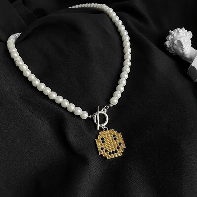 Crystal Smile Face Pendant Necklace