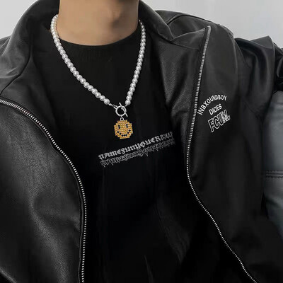 Crystal Smile Face Pendant Necklace