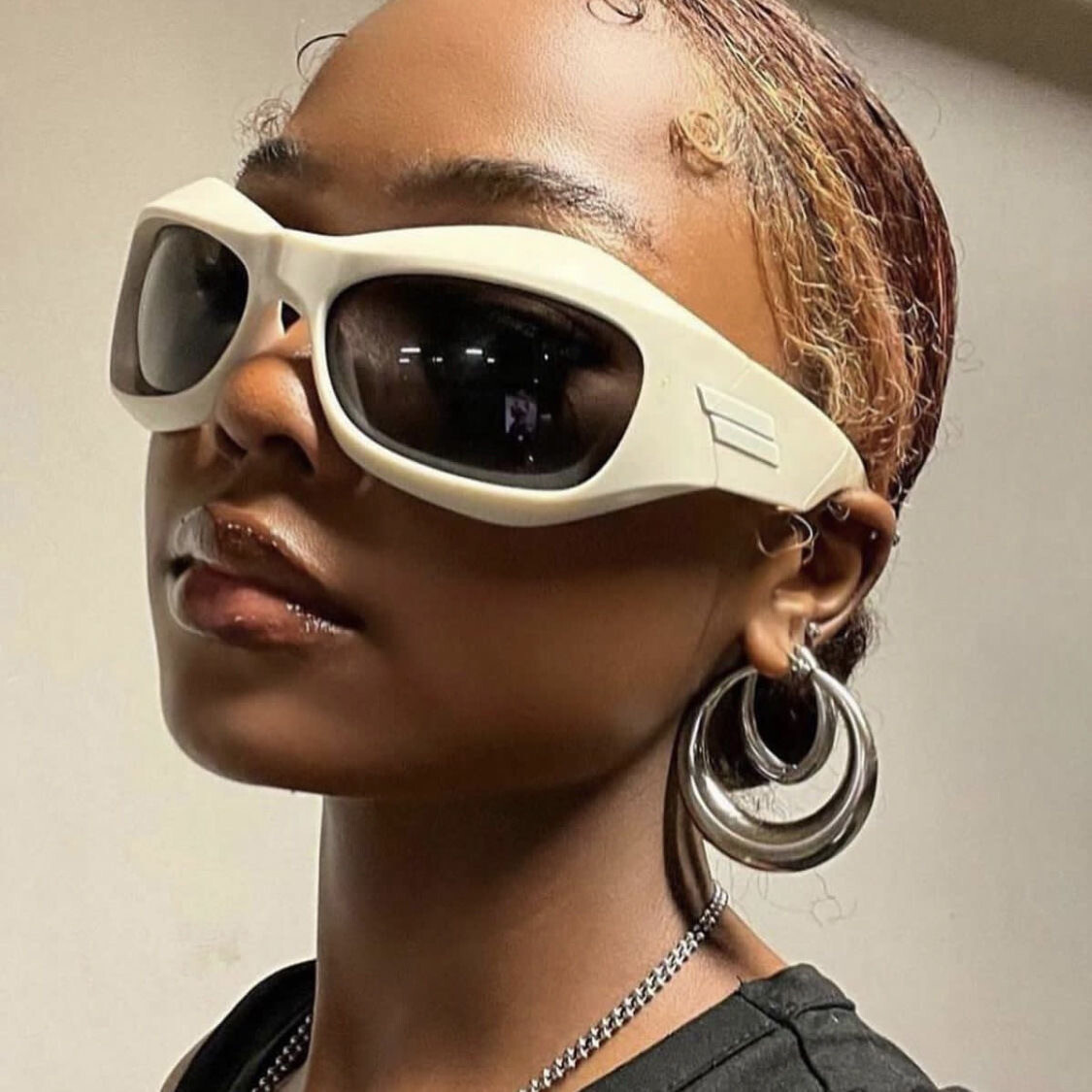 White Y2k Goggles Oversized Sunglasses