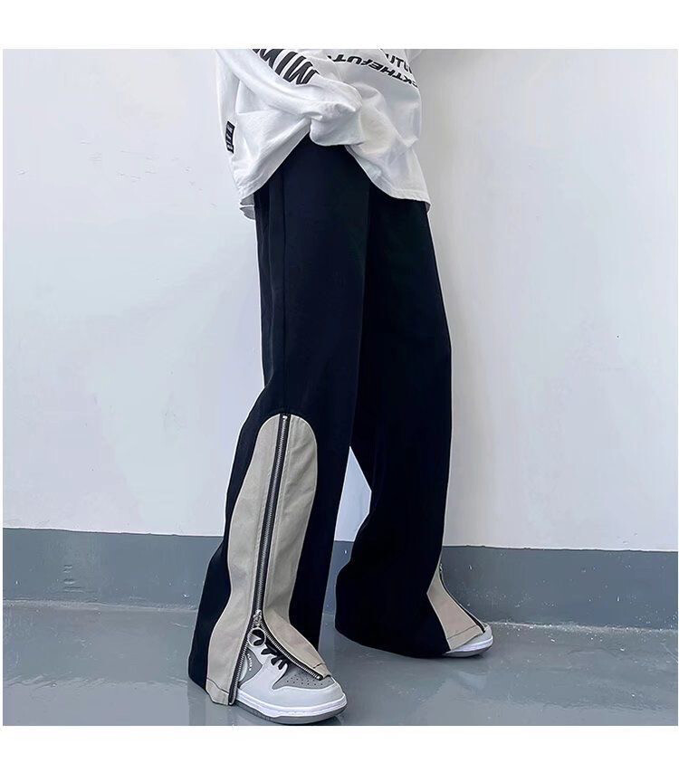 Fashion Side Zipper Casual Wide Leg Pants