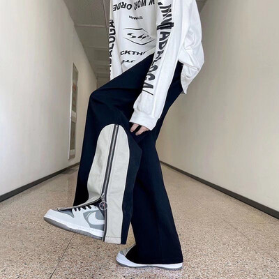 Fashion Side Zipper Casual Wide Leg Pants