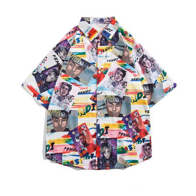 Hip Hop Vintage Shirt Summer Hawaiian Short Sleeve Shirt