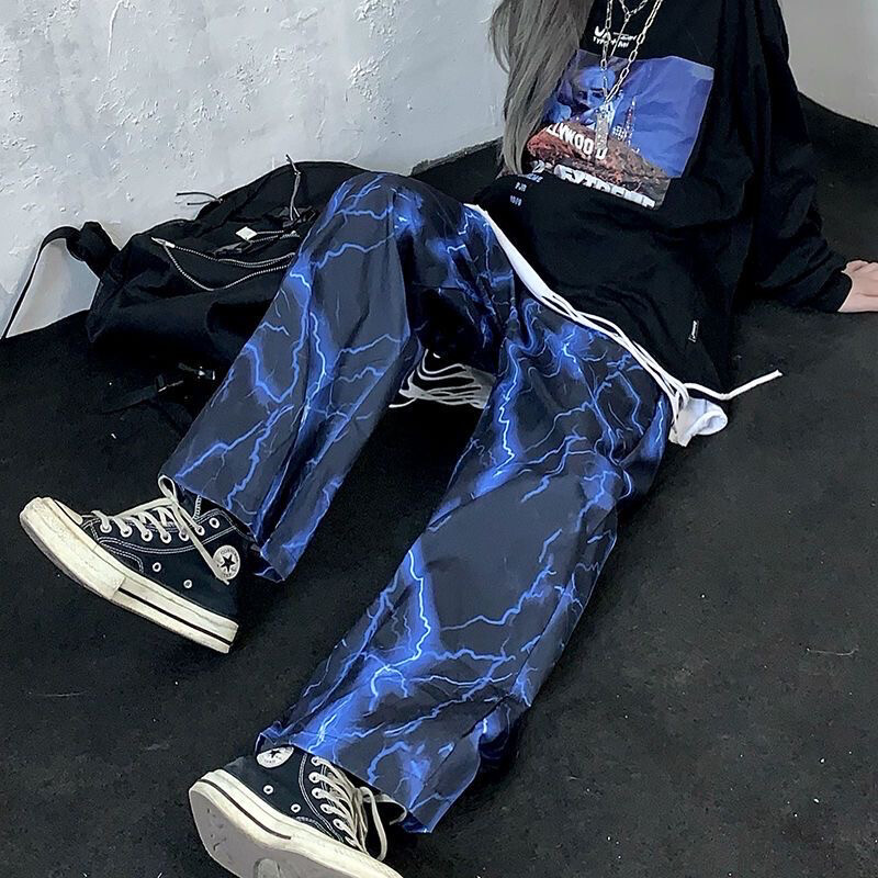 Lightning printing Harajuku high street wide-leg pants
