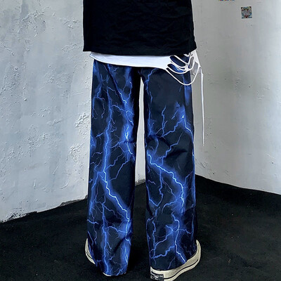 Lightning printing Harajuku high street wide-leg pants