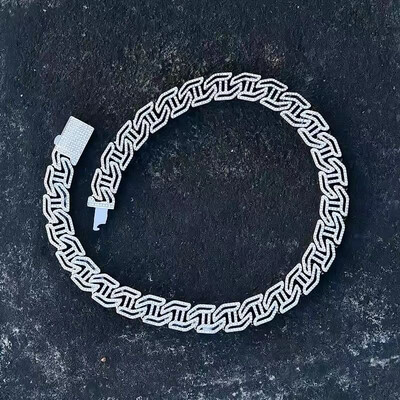 Zircon Rhinstones Geometric Cuban Chain