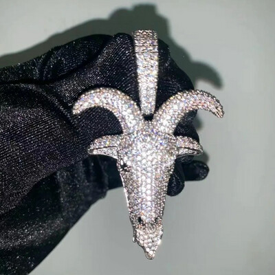 Cubic Zirconia Iced Out Goat Pendant Cuban Necklace