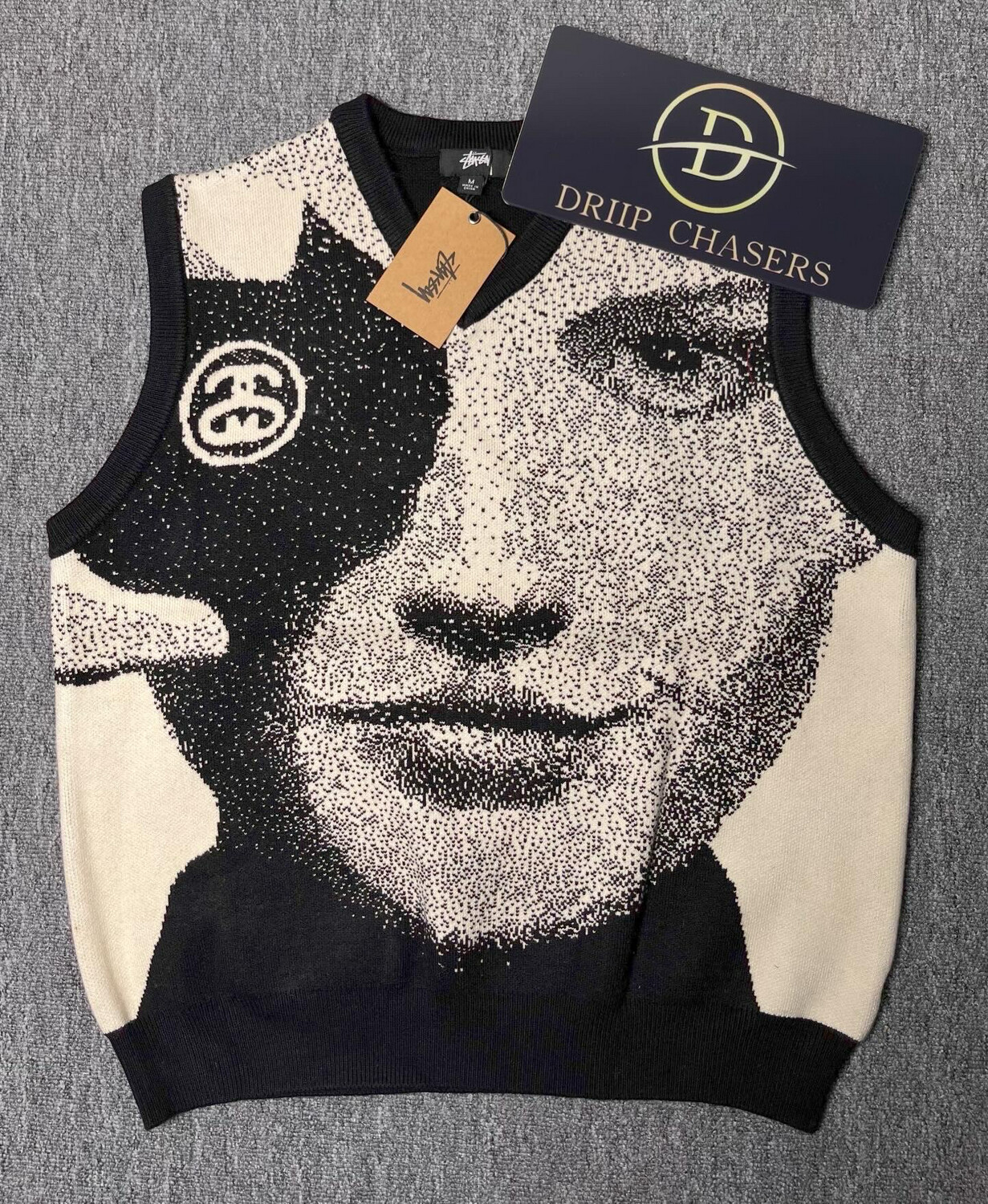 Stussy PHOTO JACQUARD VEST☆Black☆ 四角く Stussy PHOTO JACQUARD VEST☆Black☆ 四角く