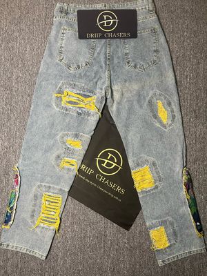Embroidery Ripped Denim