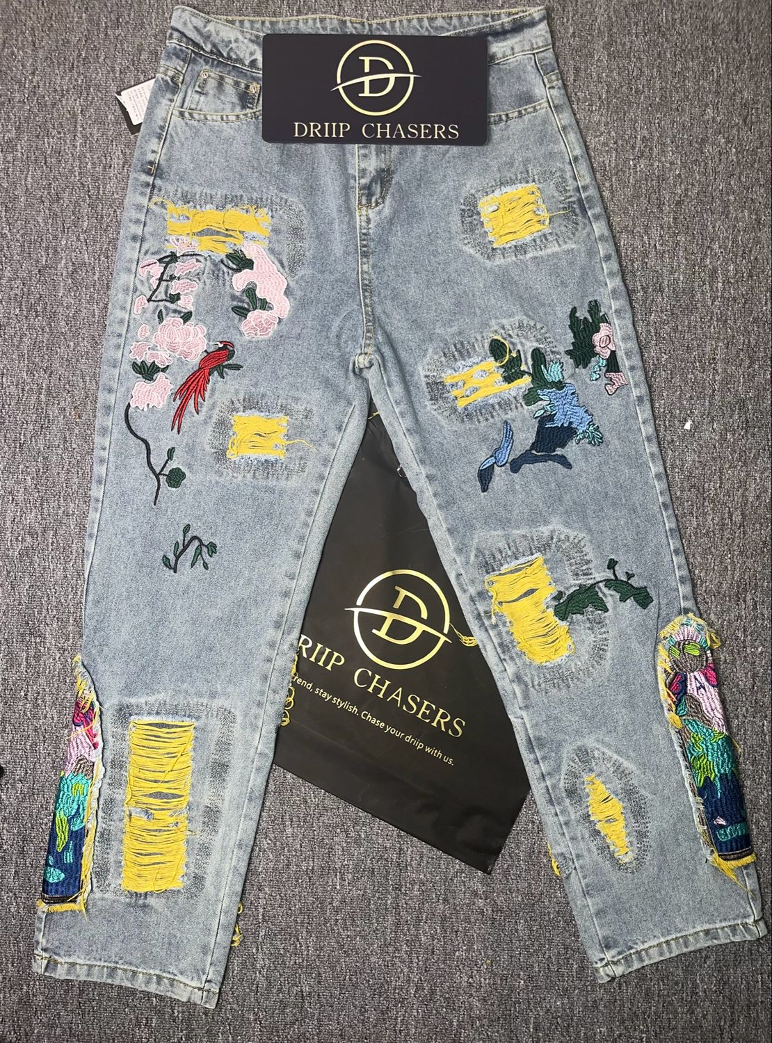 Embroidery Ripped Denim