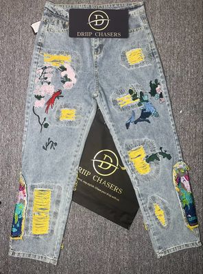 Embroidery Ripped Denim
