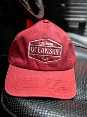 Oceanside Embroidery Wine Dyed Cap