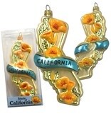 CA State Poppy Glass Ornaments