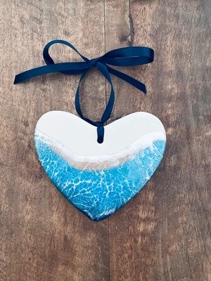 Resin Heart Ornament Blue with gray