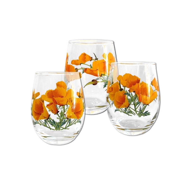 CA Poppy Stemless Wine Glass