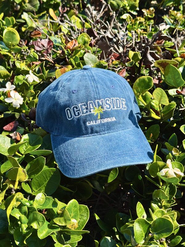 Oceanside, California Palm Navy Twill Cap