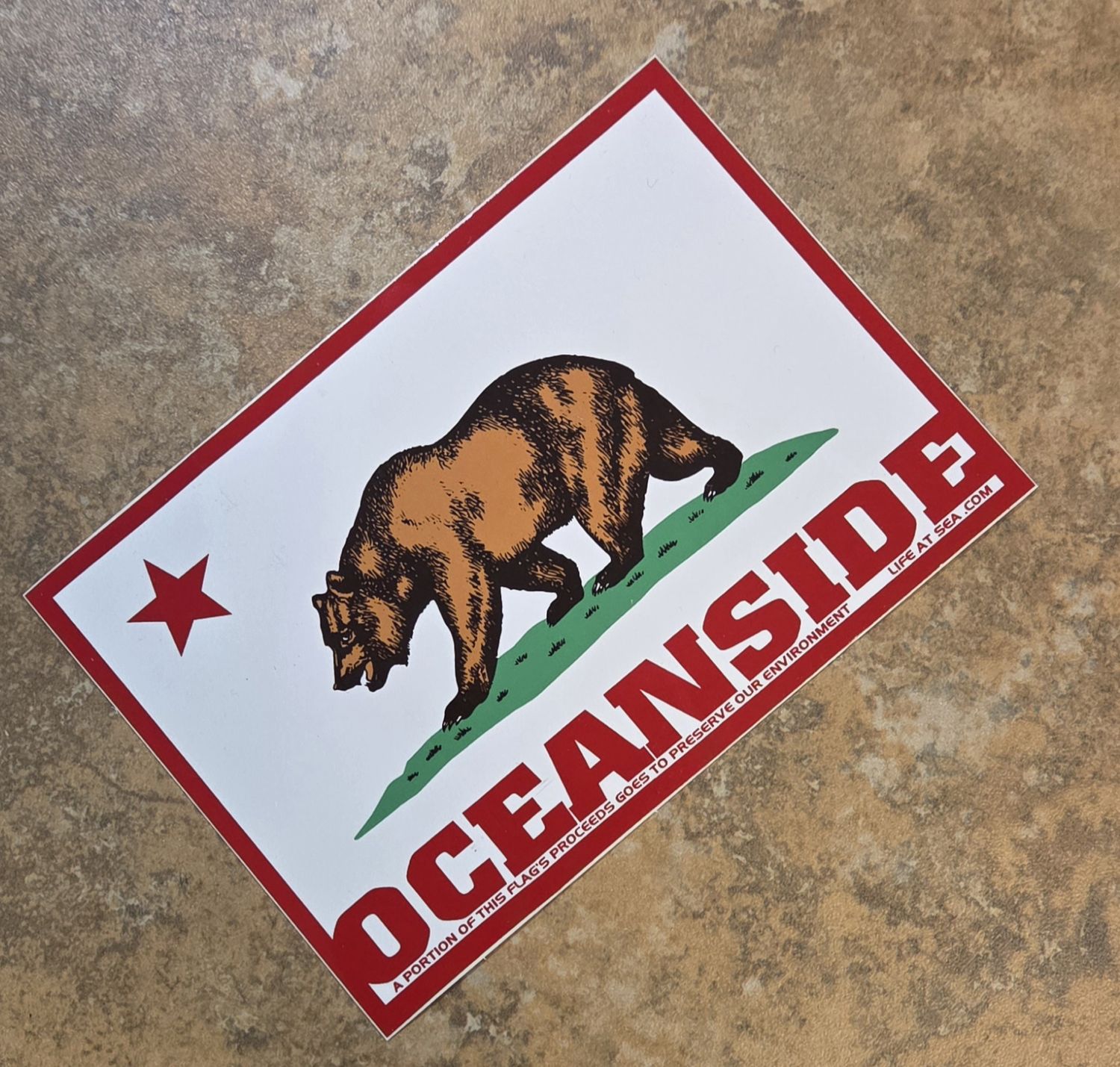 Lrg Sticker-CA Bear Flag (Oceanside)